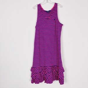 Polo Ralph Lauren Girl's Striped Midi Dress Size Youth Large 12 14 Years Old
